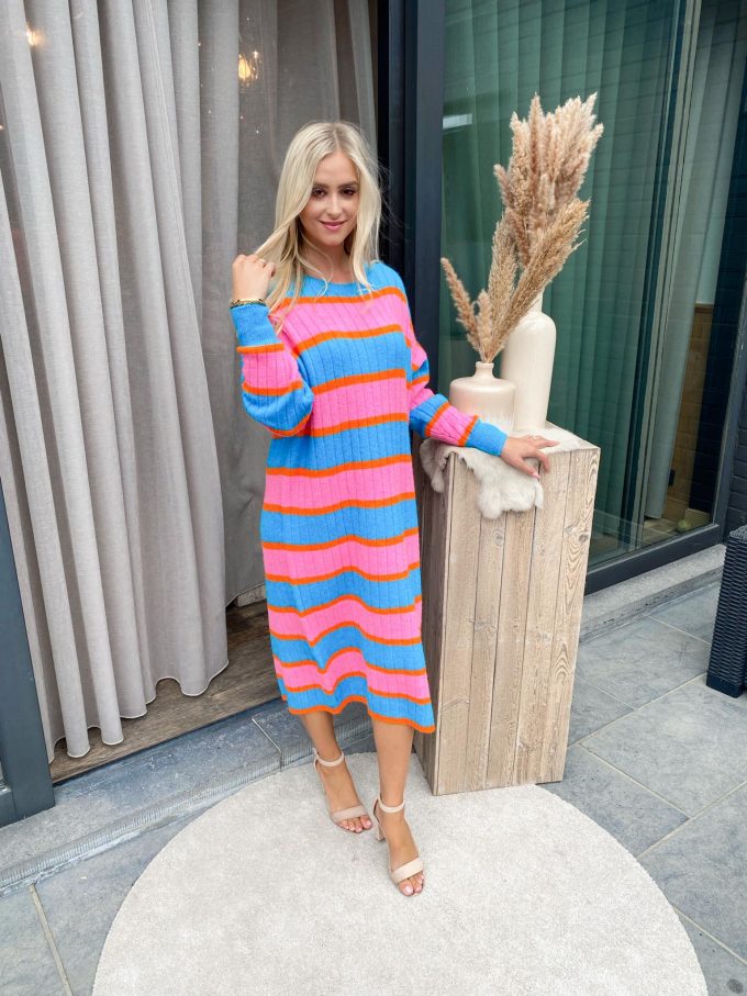 Knitted striped dress colors.