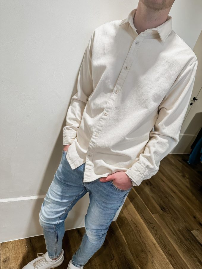 Jeans hemd beige.