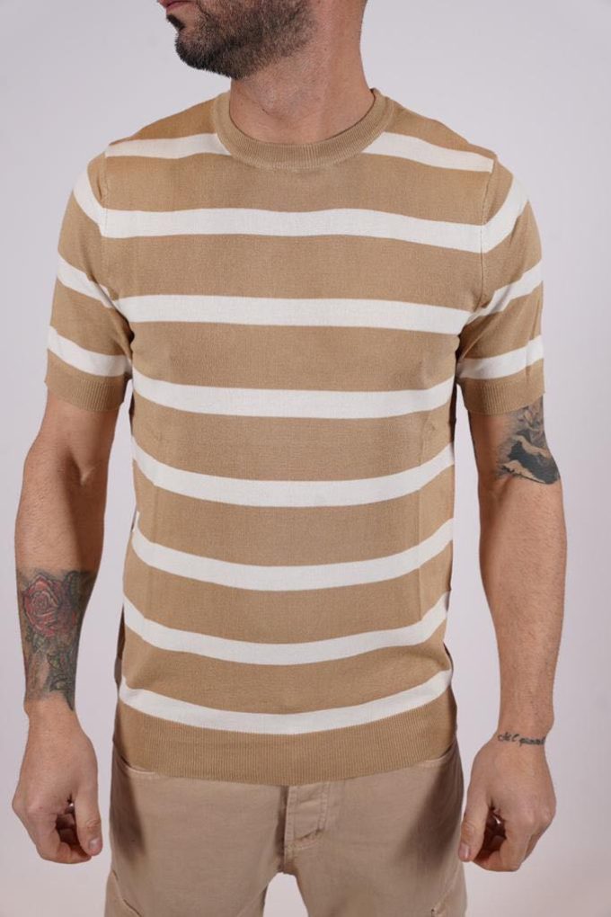 Striped t-shirt.