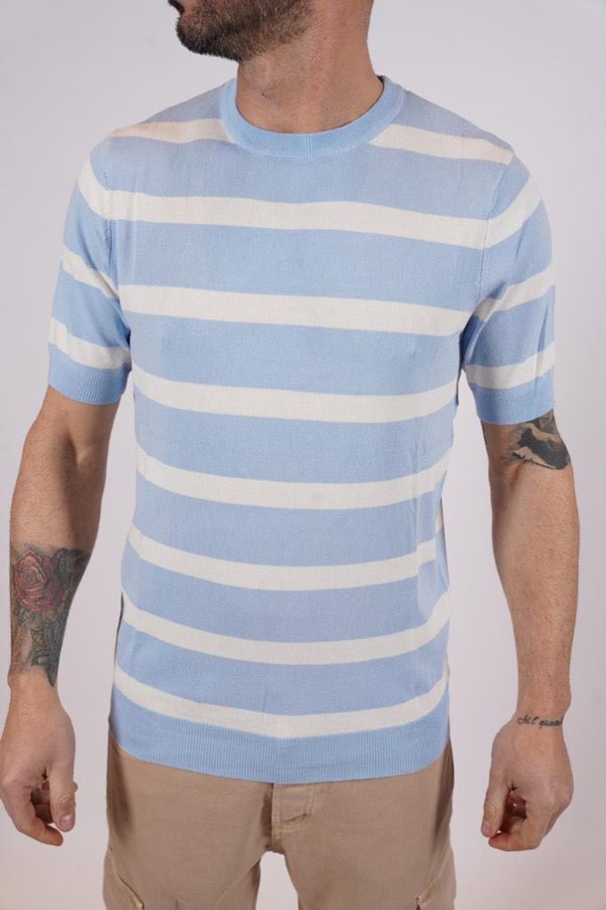 Striped t-shirt.