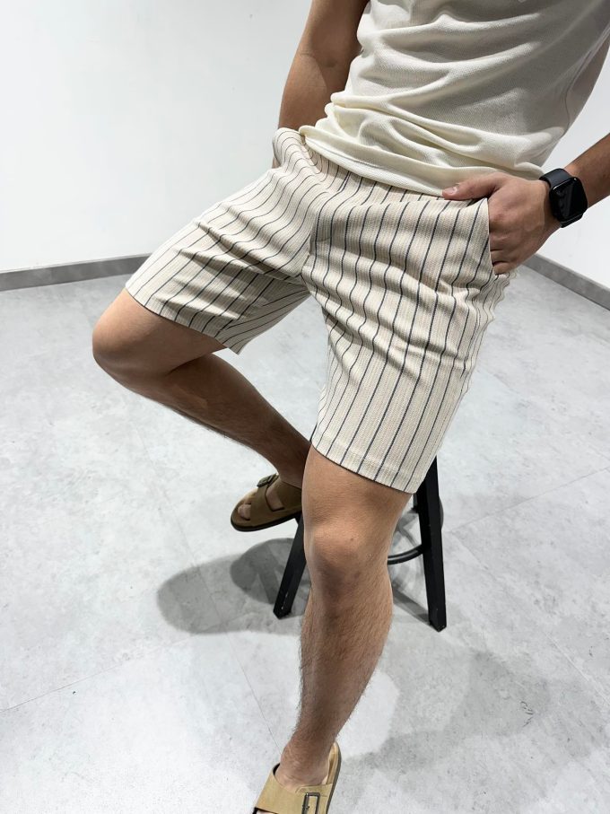 Short blue striped.