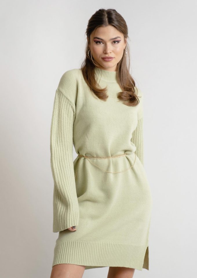 Svea knit dress light green.