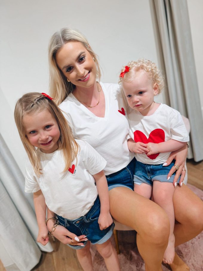 T-shirt kids red heart/mini.