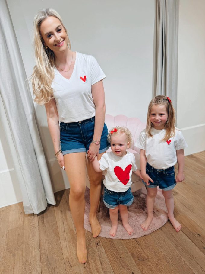 T-shirt kids red heart/mini.