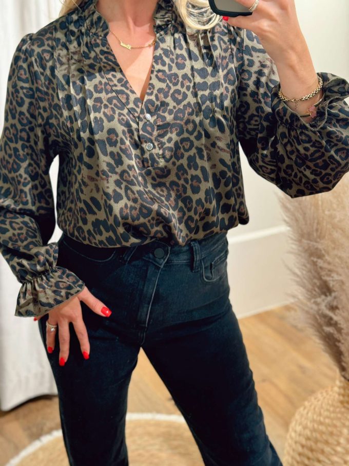 Leopard blouse.