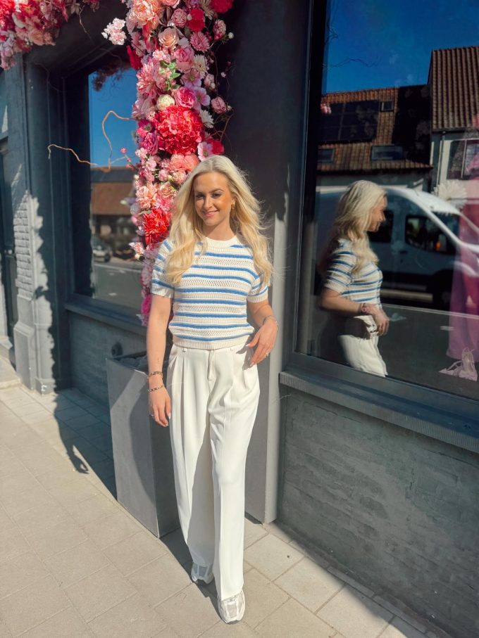 Striped top.