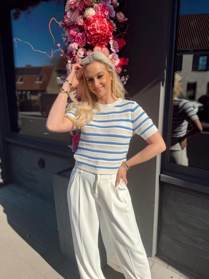 Striped top.