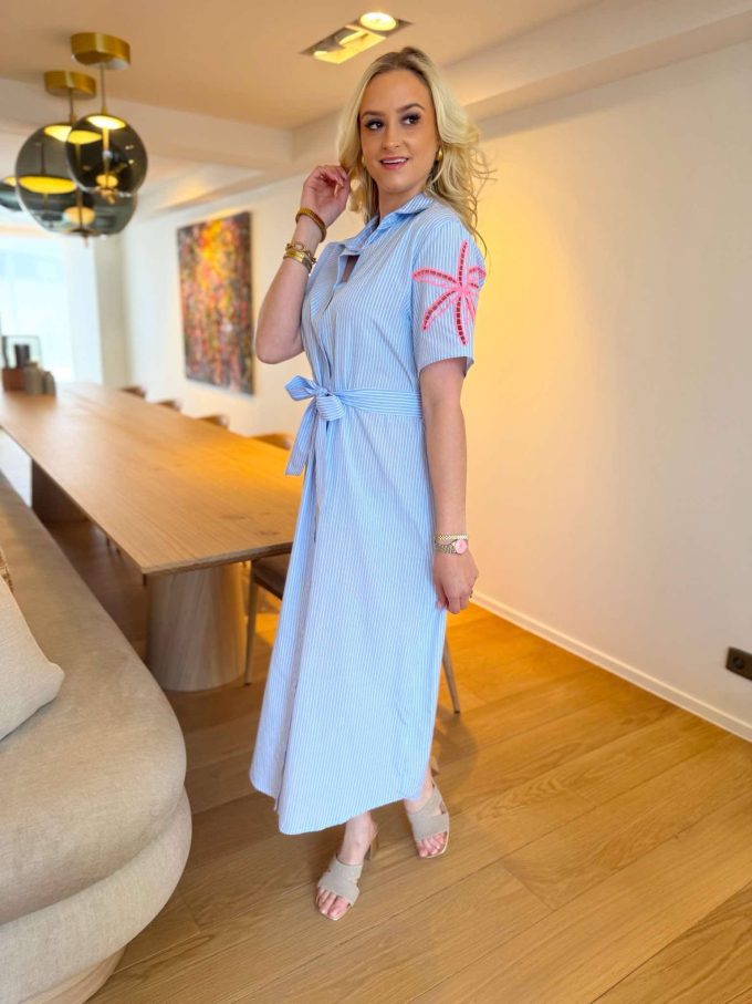Dress fijn streepje palmbomen.