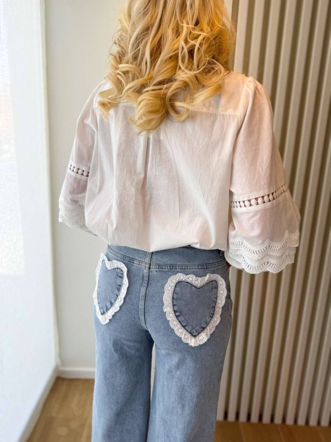 Jeans kanten hartjes.