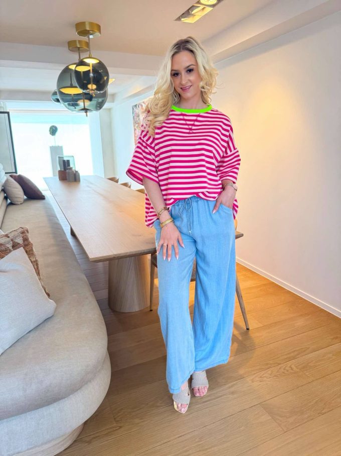 Striped t-shirt col fluo.