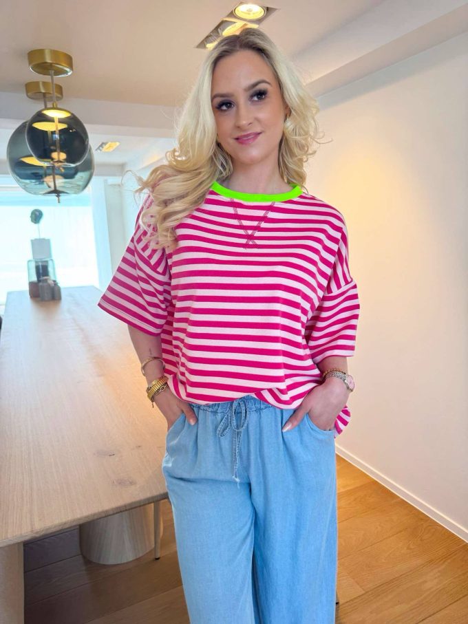 Striped t-shirt col fluo.