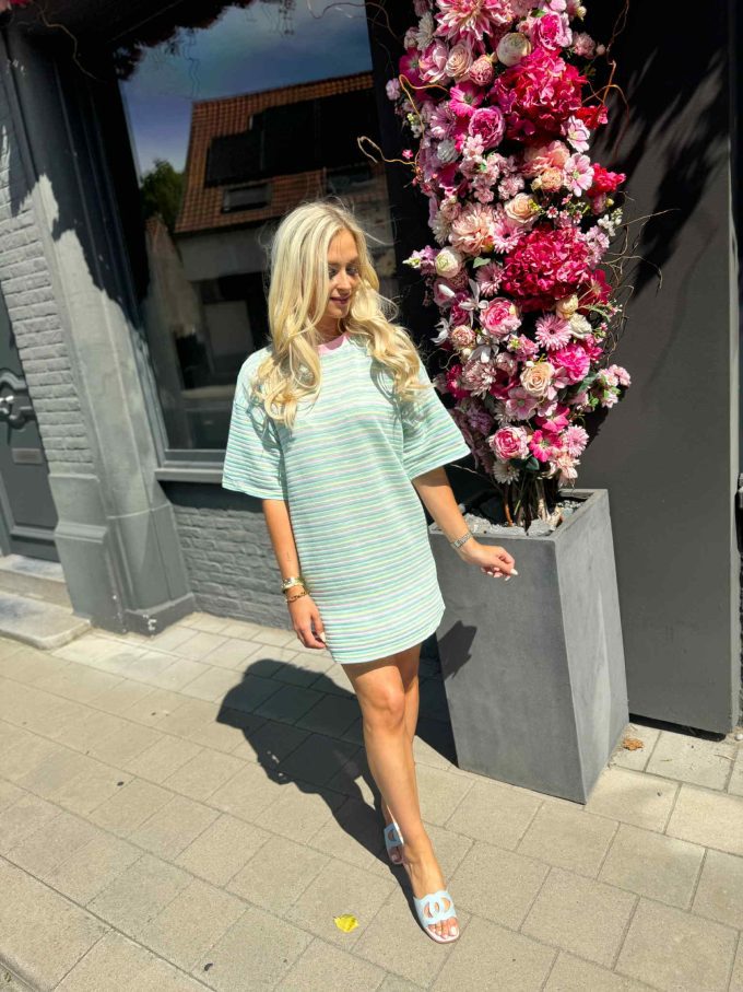 Striped t-shirt dress.