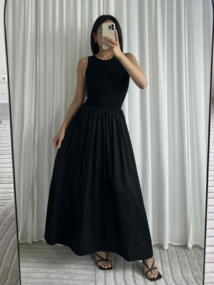 Maxi cotton poplin dress.