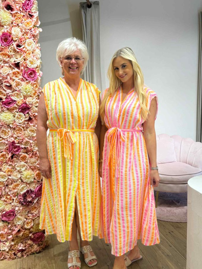 Striped dress colors.
