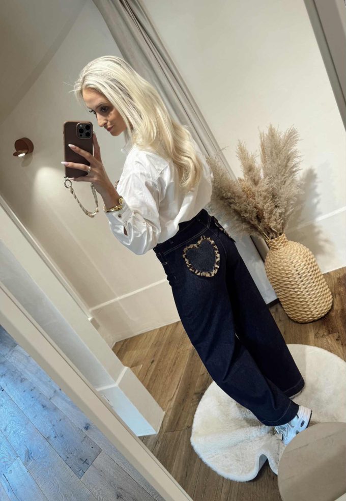 Pantalon jeans leopard hearts.