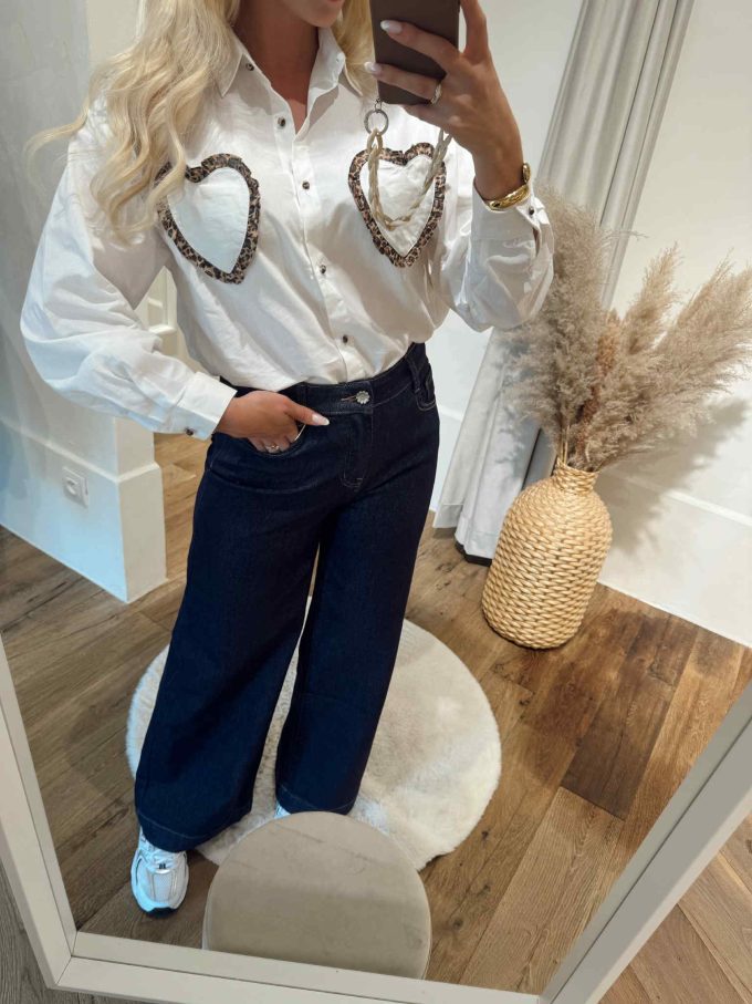 Pantalon jeans leopard hearts.