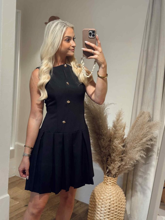 Pleated button dress.