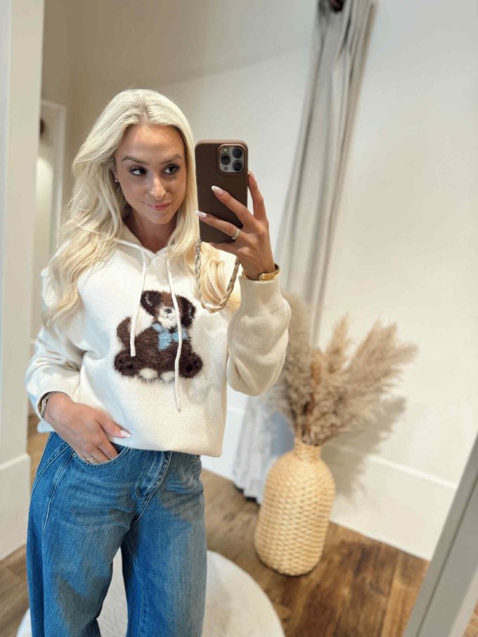 Pull met kap en hondje.