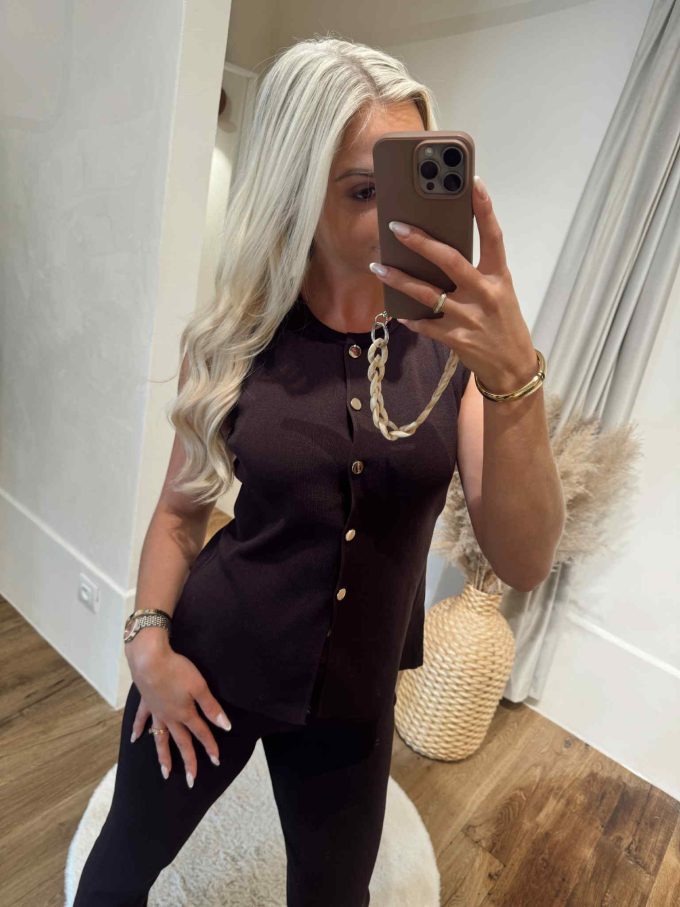 Set top & broek gouden knoopjes.