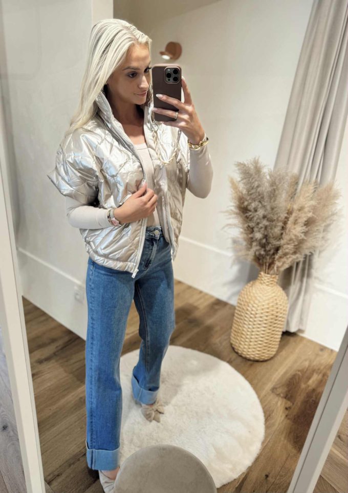 Straight jeans geplooide boord.