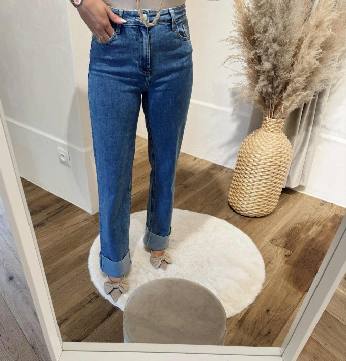 Straight jeans geplooide boord.