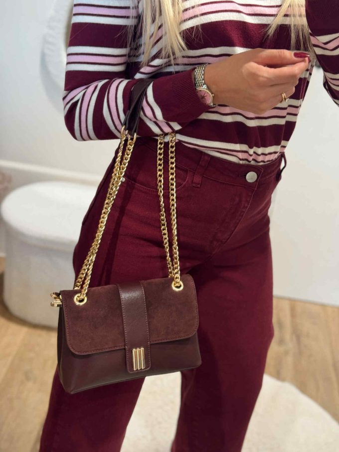 Leather bag with suede.