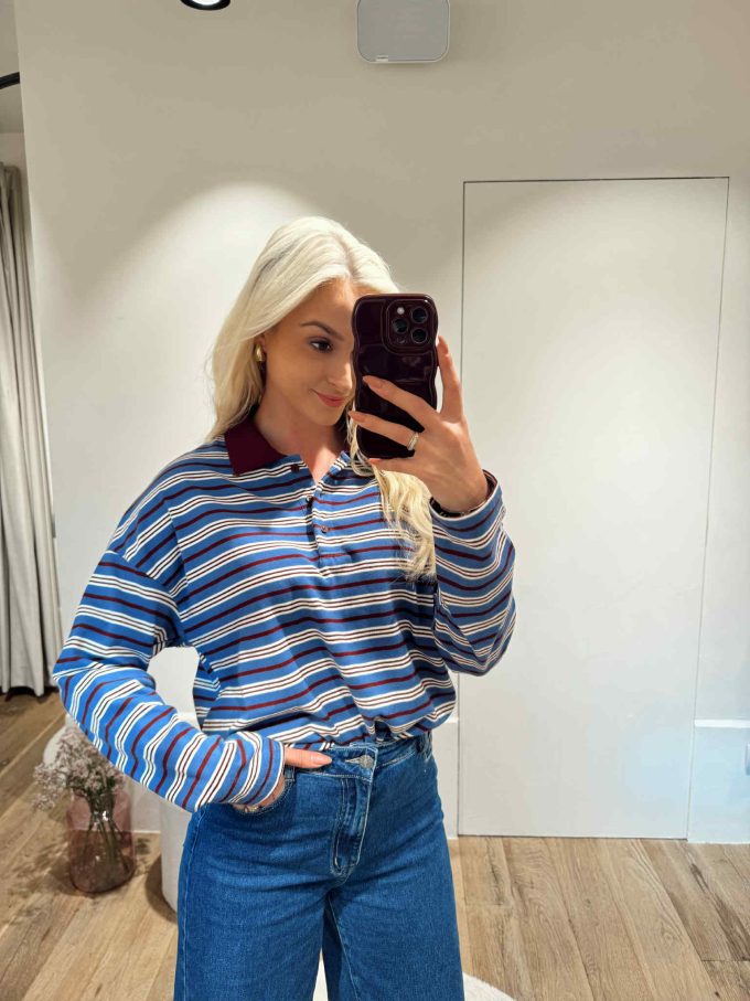 Striped polo.