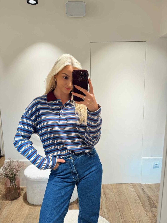 Striped polo.