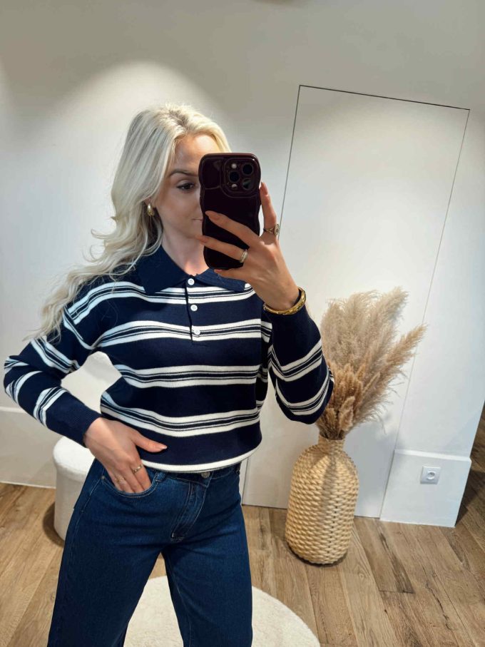 Striped polo.