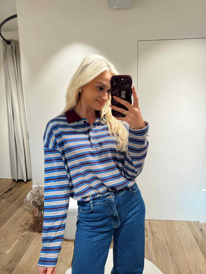 Striped polo.